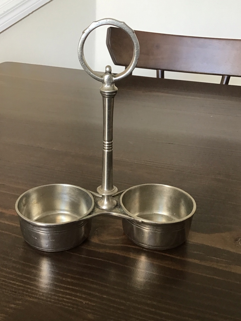 Vintage Arte Italica Tavola condiment caddy crafted from Italian pewter.